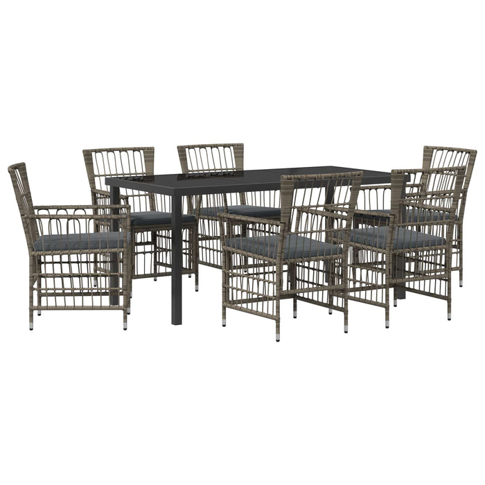 Set dining pentru exterior 7 buc. Gri poliratan WALTI