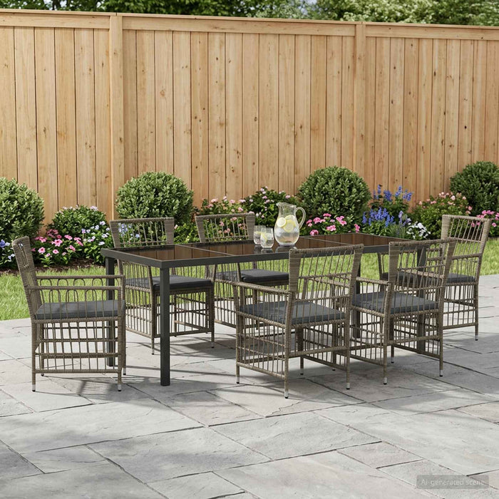 Set dining pentru exterior 7 buc. Gri poliratan WALTI
