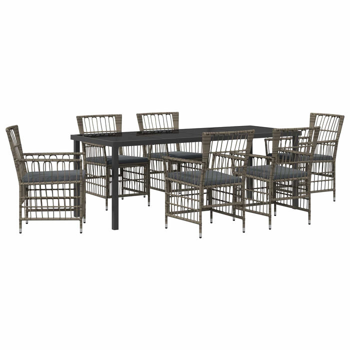 Set dining pentru exterior 7 buc. Gri poliratan WALTI