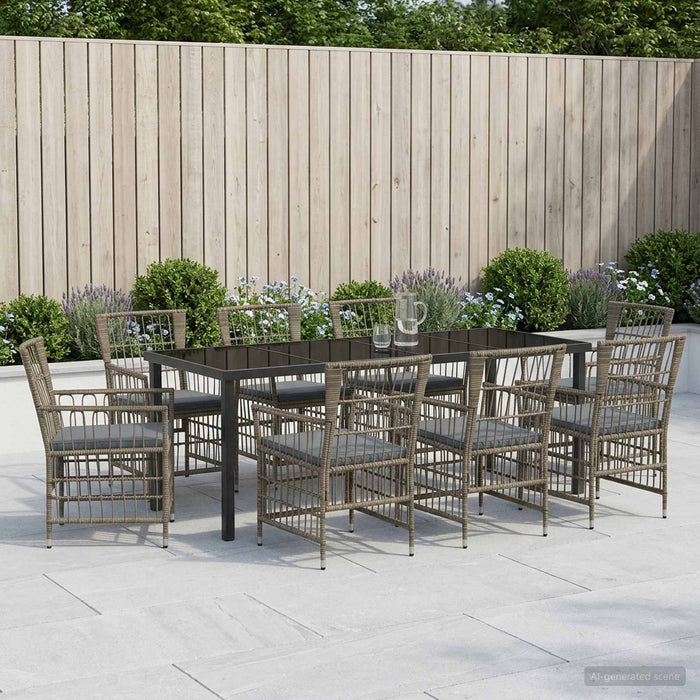Set dining pentru exterior 9 buc. Gri poliratan WALTI
