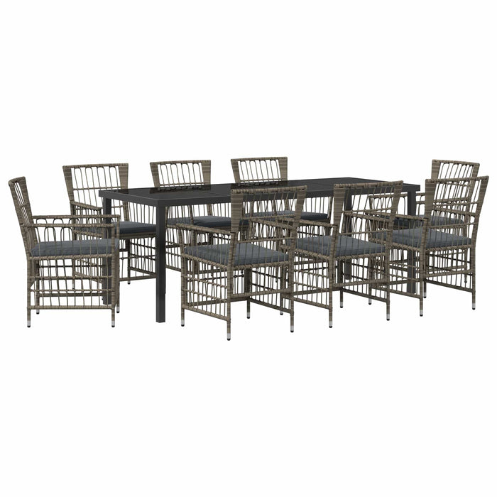 Set dining pentru exterior 9 buc. Gri poliratan WALTI