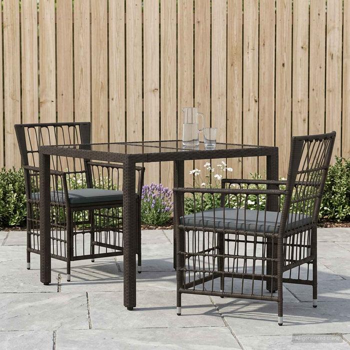 Set dining pentru exterior 3 buc. Negru poliratan WALTI