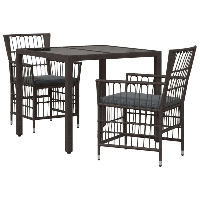 Set dining pentru exterior 3 buc. Negru poliratan WALTI