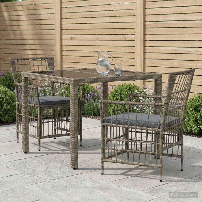 Set dining pentru exterior 3 buc. Gri poliratan WALTI