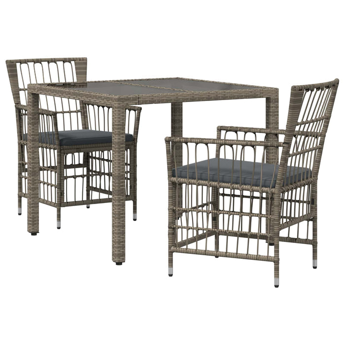 Set dining pentru exterior 3 buc. Gri poliratan WALTI
