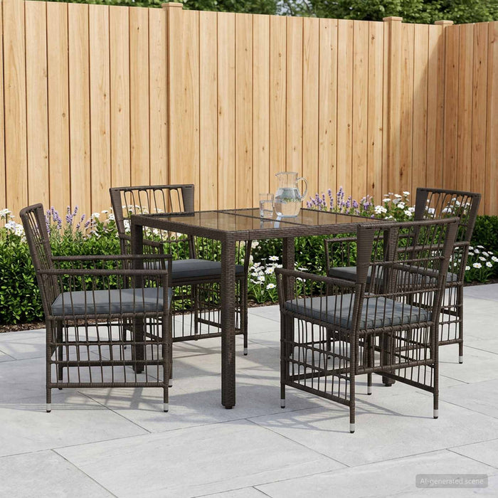 Set dining pentru exterior 5 buc. Negru poliratan WALTI