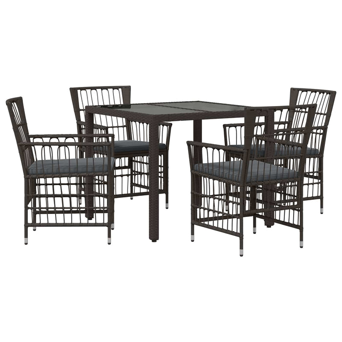 Set dining pentru exterior 5 buc. Negru poliratan WALTI