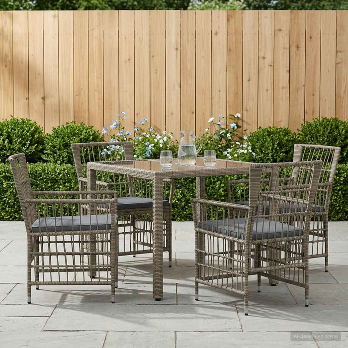 Set dining pentru exterior 5 buc. Gri poliratan WALTI