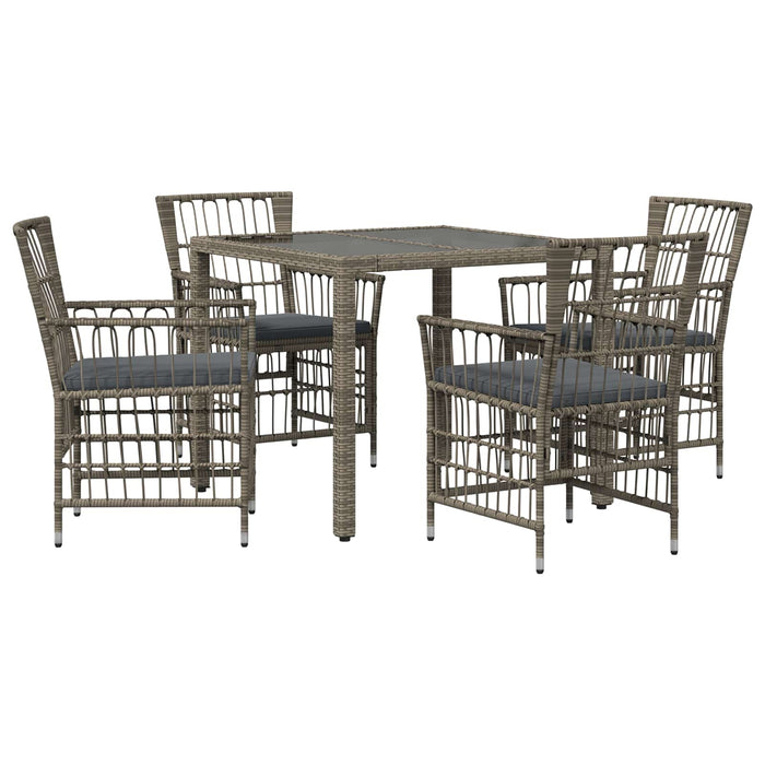 Set dining pentru exterior 5 buc. Gri poliratan WALTI