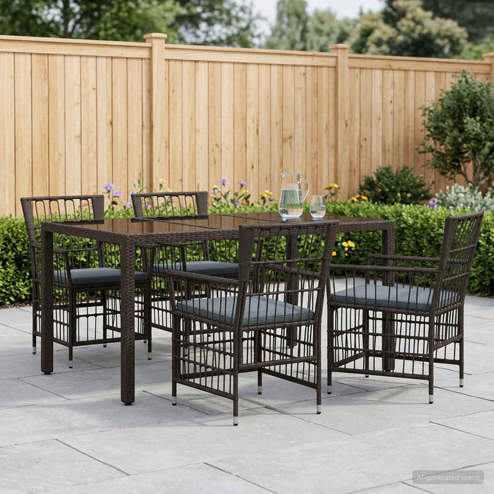 Set dining pentru exterior 5 buc. Negru poliratan WALTI