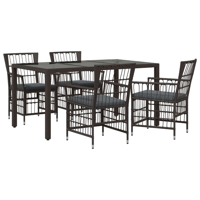 Set dining pentru exterior 5 buc. Negru poliratan WALTI
