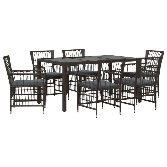 Set dining pentru exterior 7 buc. Negru poliratan WALTI