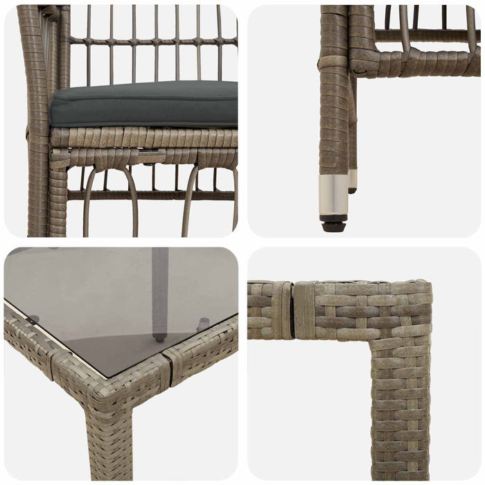 Set dining pentru exterior 5 buc. Gri poliratan WALTI