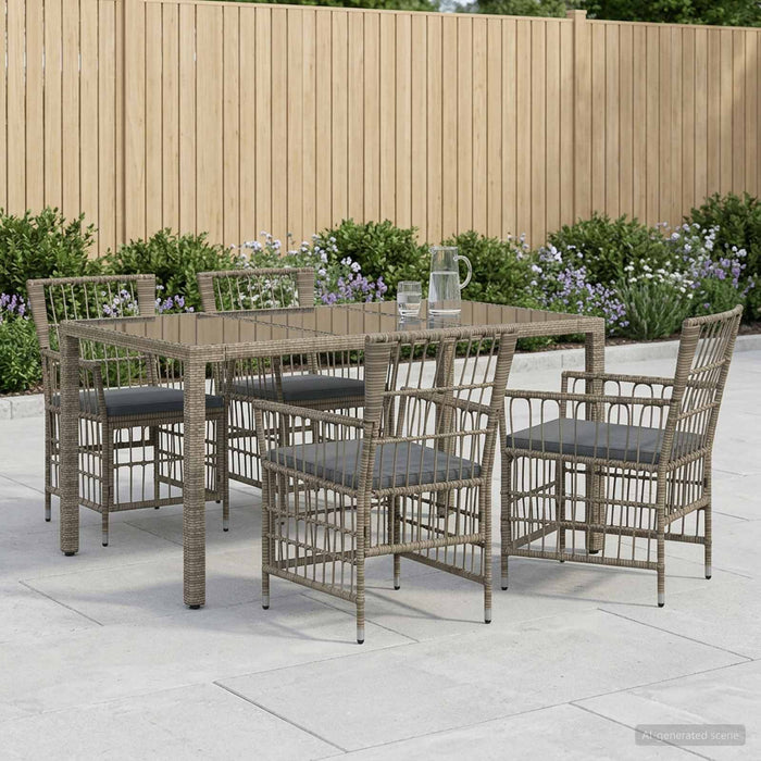 Set dining pentru exterior 5 buc. Gri poliratan WALTI