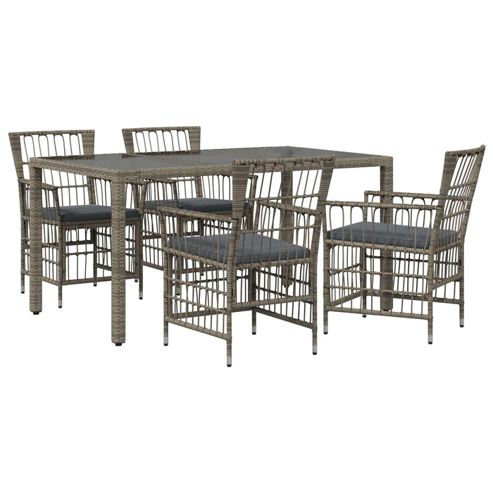 Set dining pentru exterior 5 buc. Gri poliratan WALTI