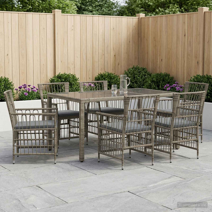 Set dining pentru exterior 7 buc. Gri poliratan WALTI