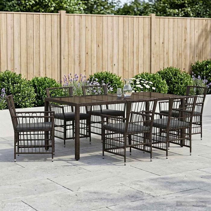 Set dining pentru exterior 7 buc. Negru poliratan WALTI