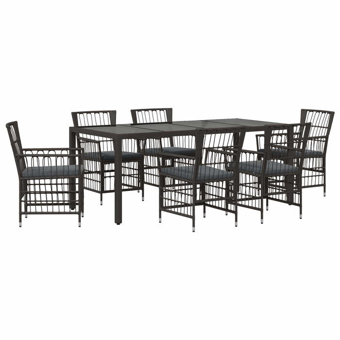 Set dining pentru exterior 7 buc. Negru poliratan WALTI