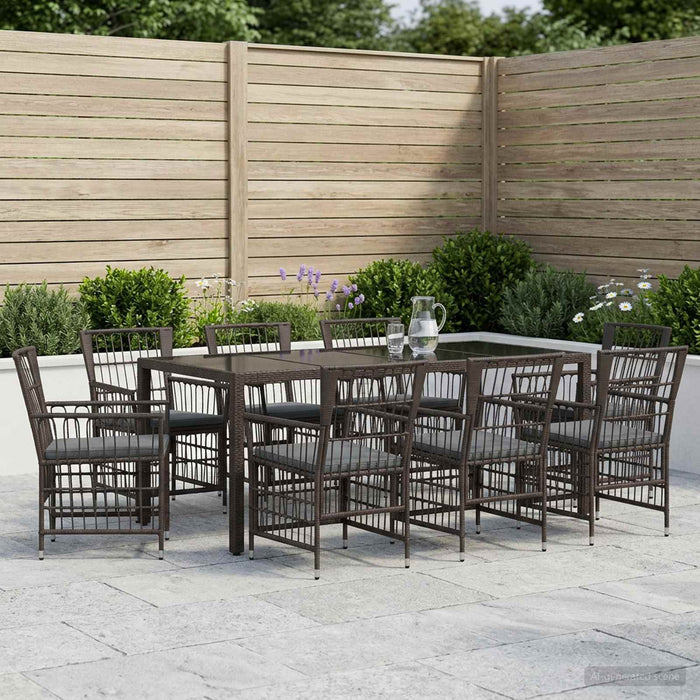 Set dining pentru exterior 9 buc. Negru poliratan WALTI