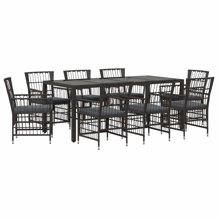 Set dining pentru exterior 9 buc. Negru poliratan WALTI