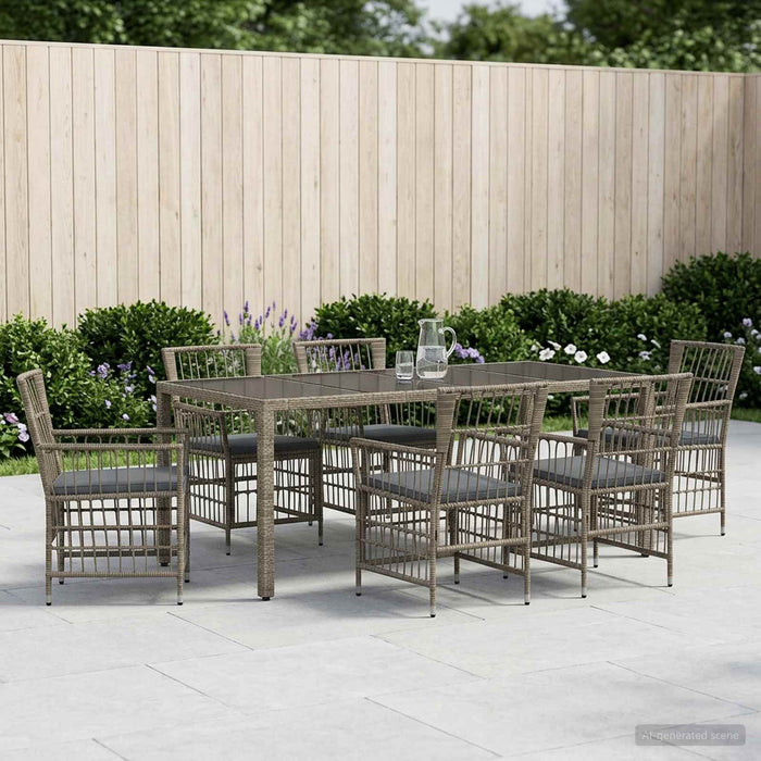 Set dining pentru exterior 7 buc. Gri poliratan WALTI