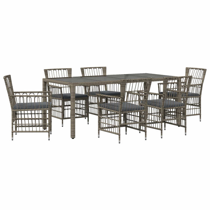 Set dining pentru exterior 7 buc. Gri poliratan WALTI