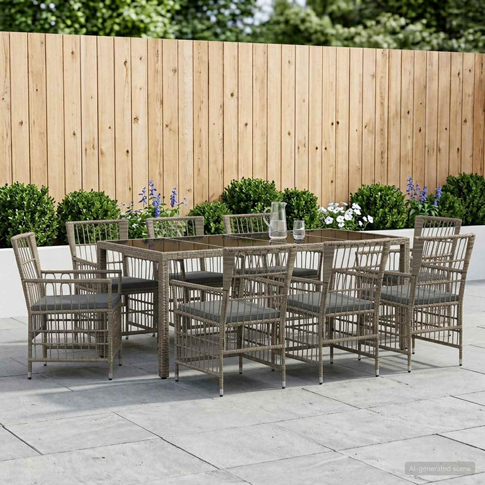 Set dining pentru exterior 9 buc. Gri poliratan WALTI