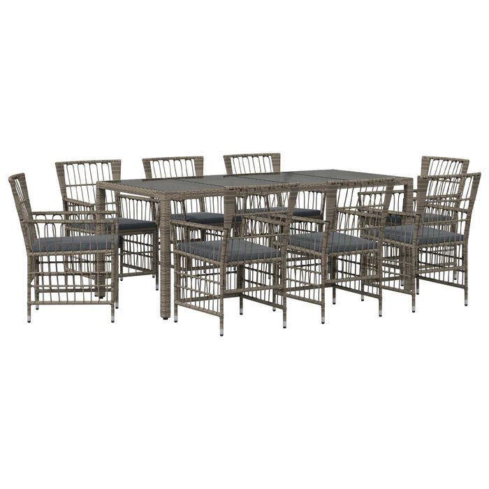 Set dining pentru exterior 9 buc. Gri poliratan WALTI