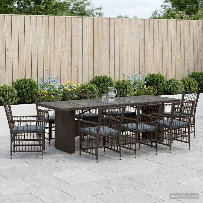 Set dining pentru exterior 9 buc. Negru poliratan WALTI