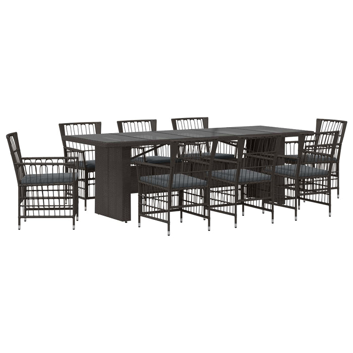 Set dining pentru exterior 9 buc. Negru poliratan WALTI