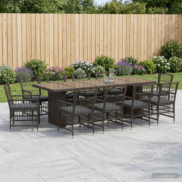 Set dining pentru exterior 11 buc. Negru poliratan WALTI