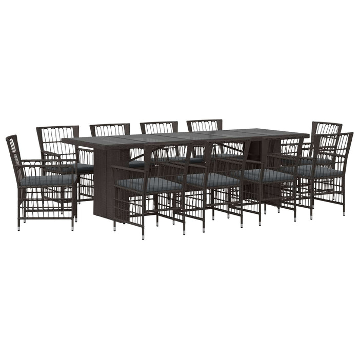 Set dining pentru exterior 11 buc. Negru poliratan WALTI