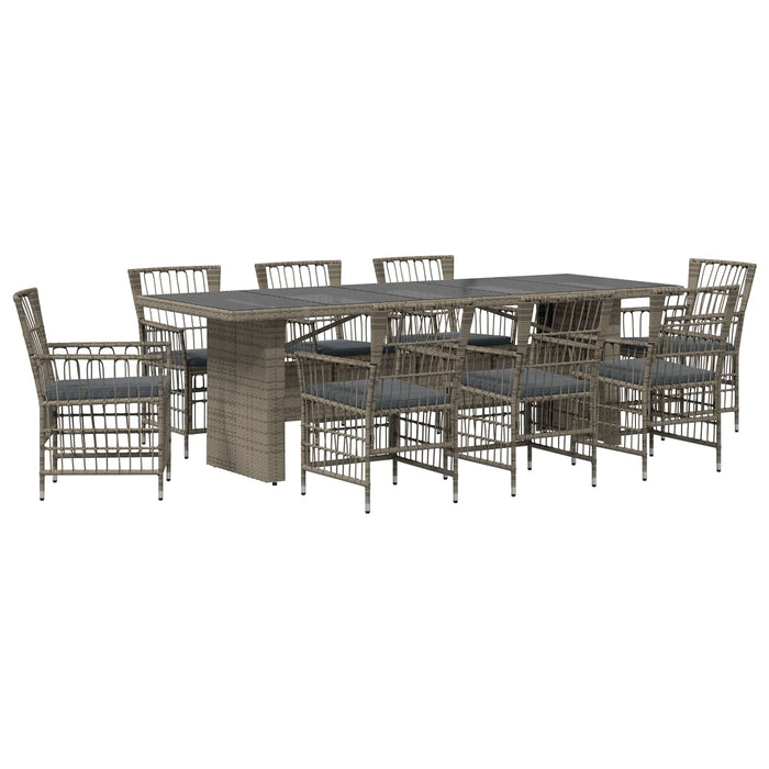 Set dining pentru exterior 9 buc. Gri poliratan WALTI