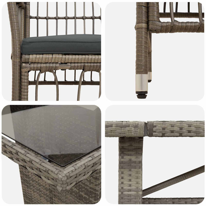 Set dining pentru exterior 11 buc. Gri poliratan WALTI