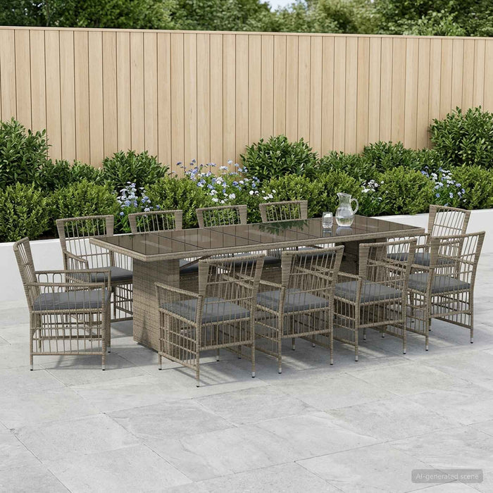 Set dining pentru exterior 11 buc. Gri poliratan WALTI
