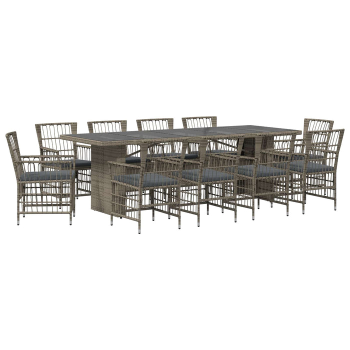 Set dining pentru exterior 11 buc. Gri poliratan WALTI