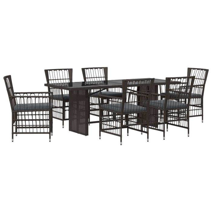 Set dining pentru exterior 7 buc. Negru poliratan WALTI