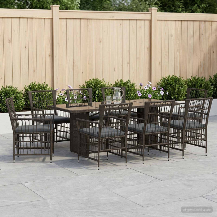 Set dining pentru exterior 9 buc. Negru poliratan WALTI