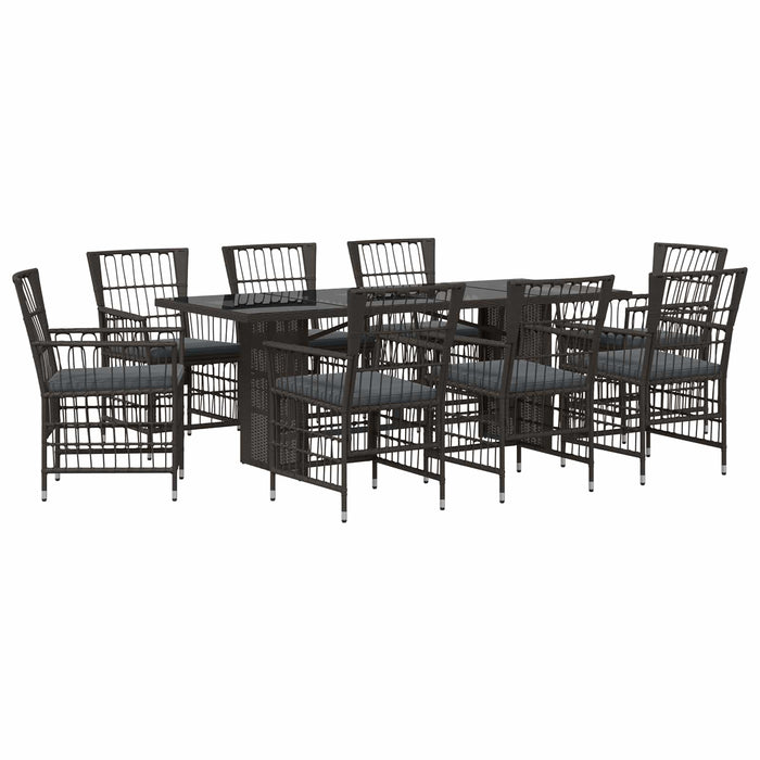 Set dining pentru exterior 9 buc. Negru poliratan WALTI