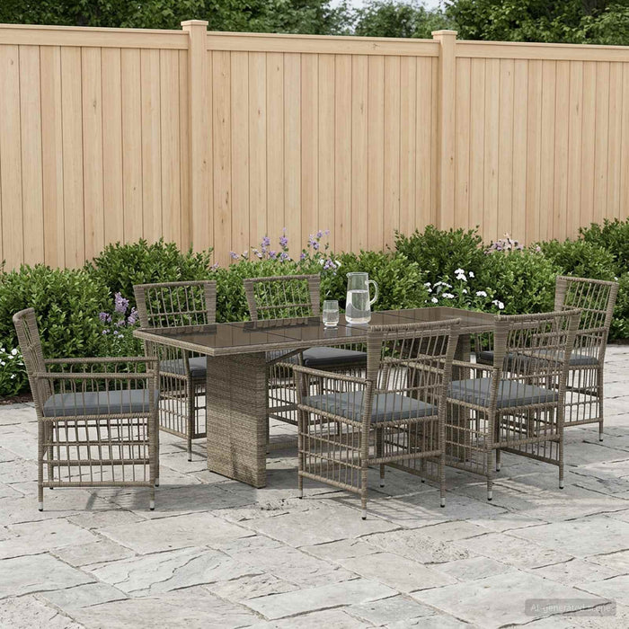 Set dining pentru exterior 7 buc. Gri poliratan WALTI