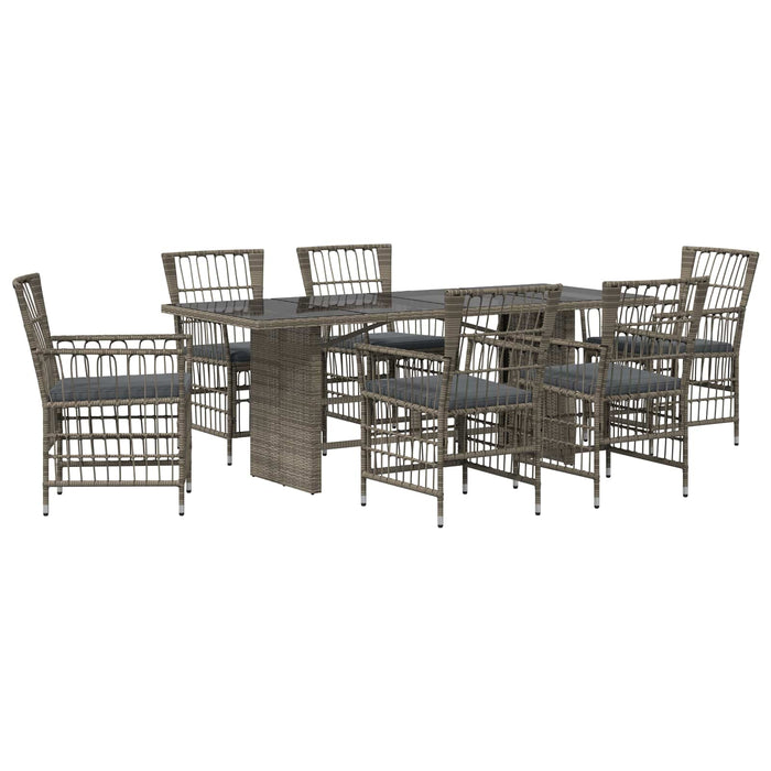 Set dining pentru exterior 7 buc. Gri poliratan WALTI