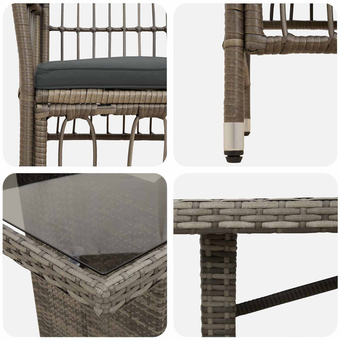 Set dining pentru exterior 9 buc. Gri poliratan WALTI