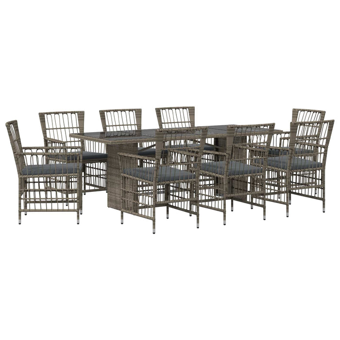 Set dining pentru exterior 9 buc. Gri poliratan WALTI