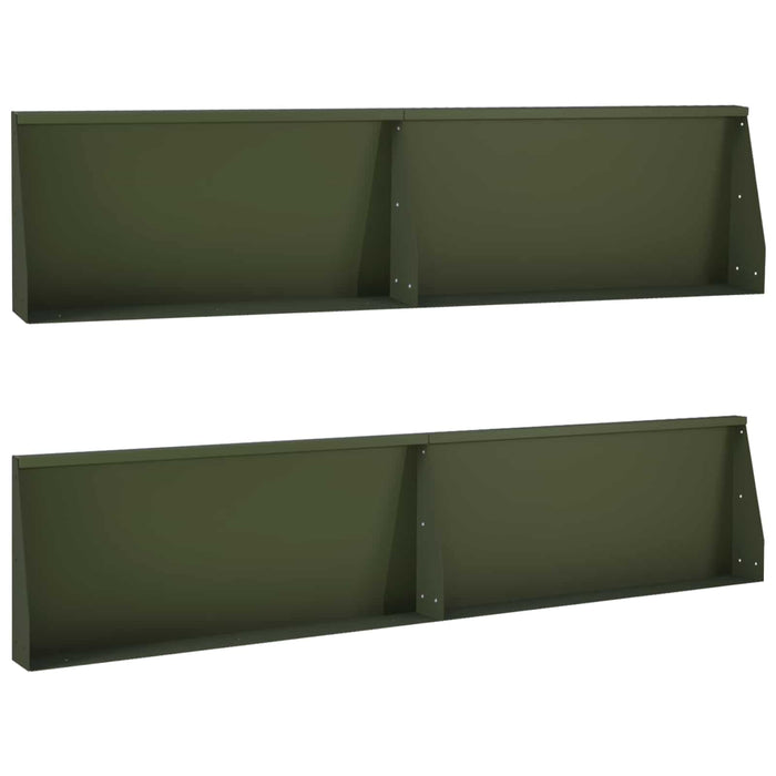 Zid de sprijin 4 buc. 100 x 12 x 40 cm Oțel Verde măsliniu WALTI