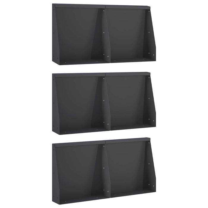 Zid de sprijin 6 buc. 40 x 12 x 50 cm Oțel Negru WALTI