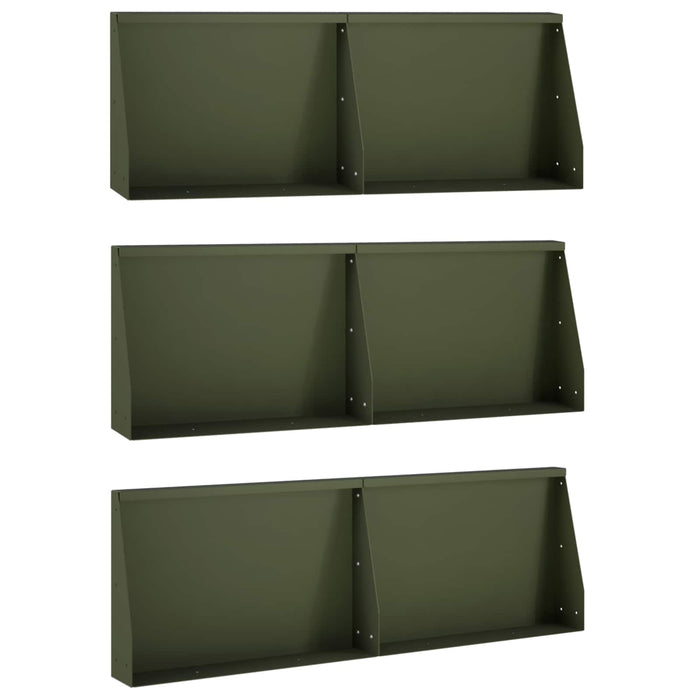 Zid de sprijin 6 buc. 60 x 12 x 30 cm Oțel Verde măsliniu WALTI