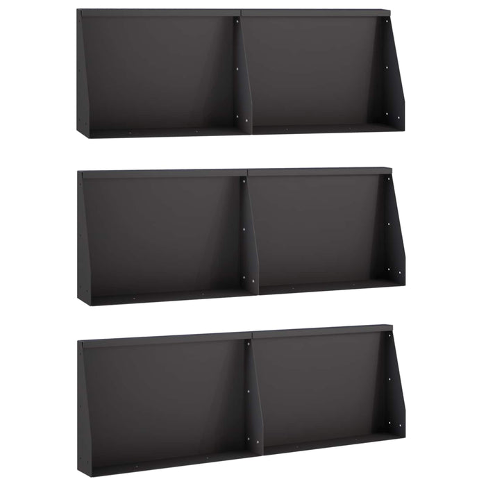 Zid de sprijin 6 buc. 60 x 12 x 40 cm Oțel Negru WALTI