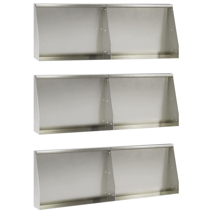 Zid de sprijin 6 buc. 60 x 12 x 40 cm Oţel inoxidabil Argintiu WALTI