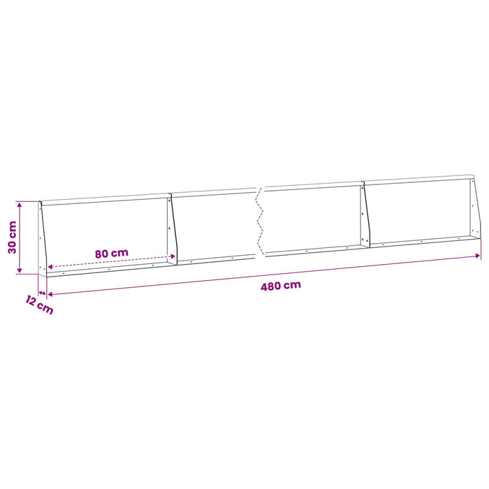 Zid de sprijin 6 buc. 80 x 12 x 30 cm Oțel Galvanizat Argintiu WALTI