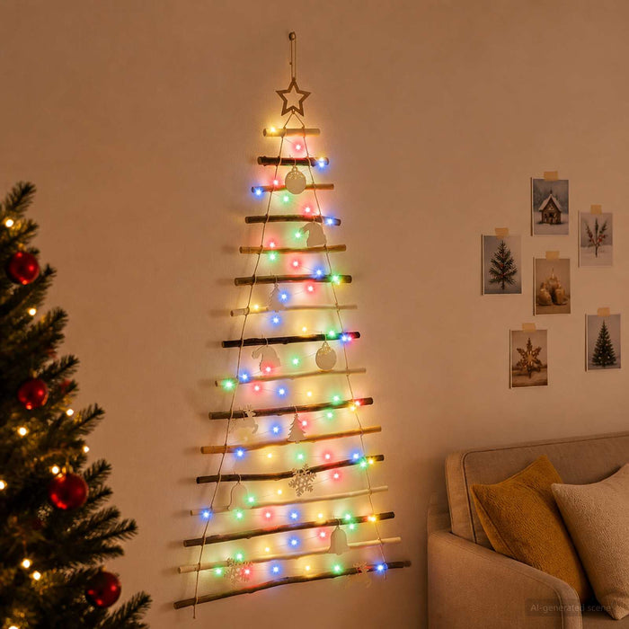 Brad de Crăciun suspendat 150 cm 80 LED-uri Multicolor - WALTI WALTI